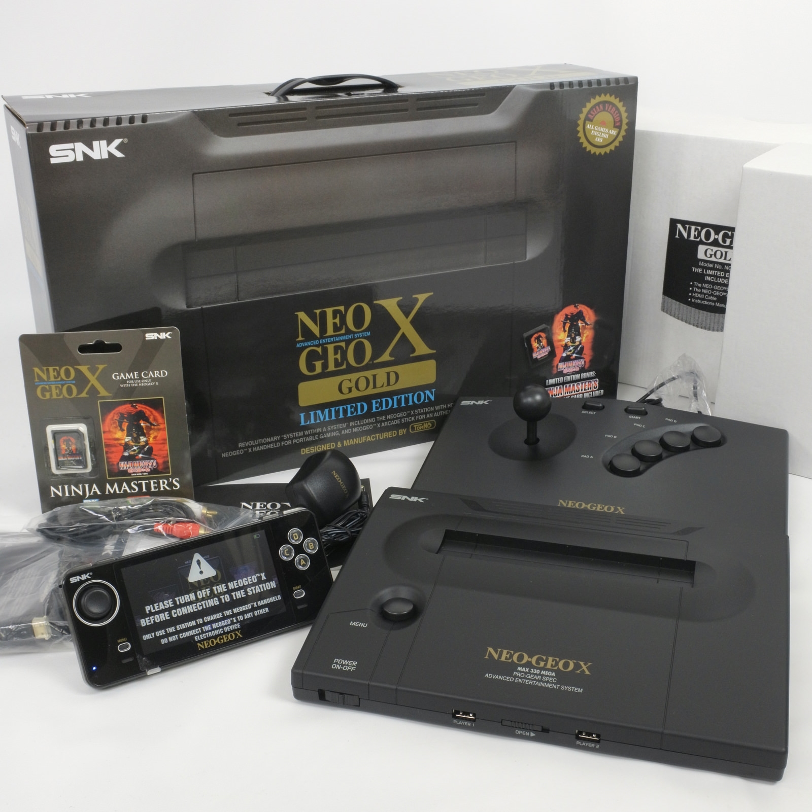 NEO GEO X GOLD CONSOLE GOOD Handheld System with Arcade Stick 20 Games