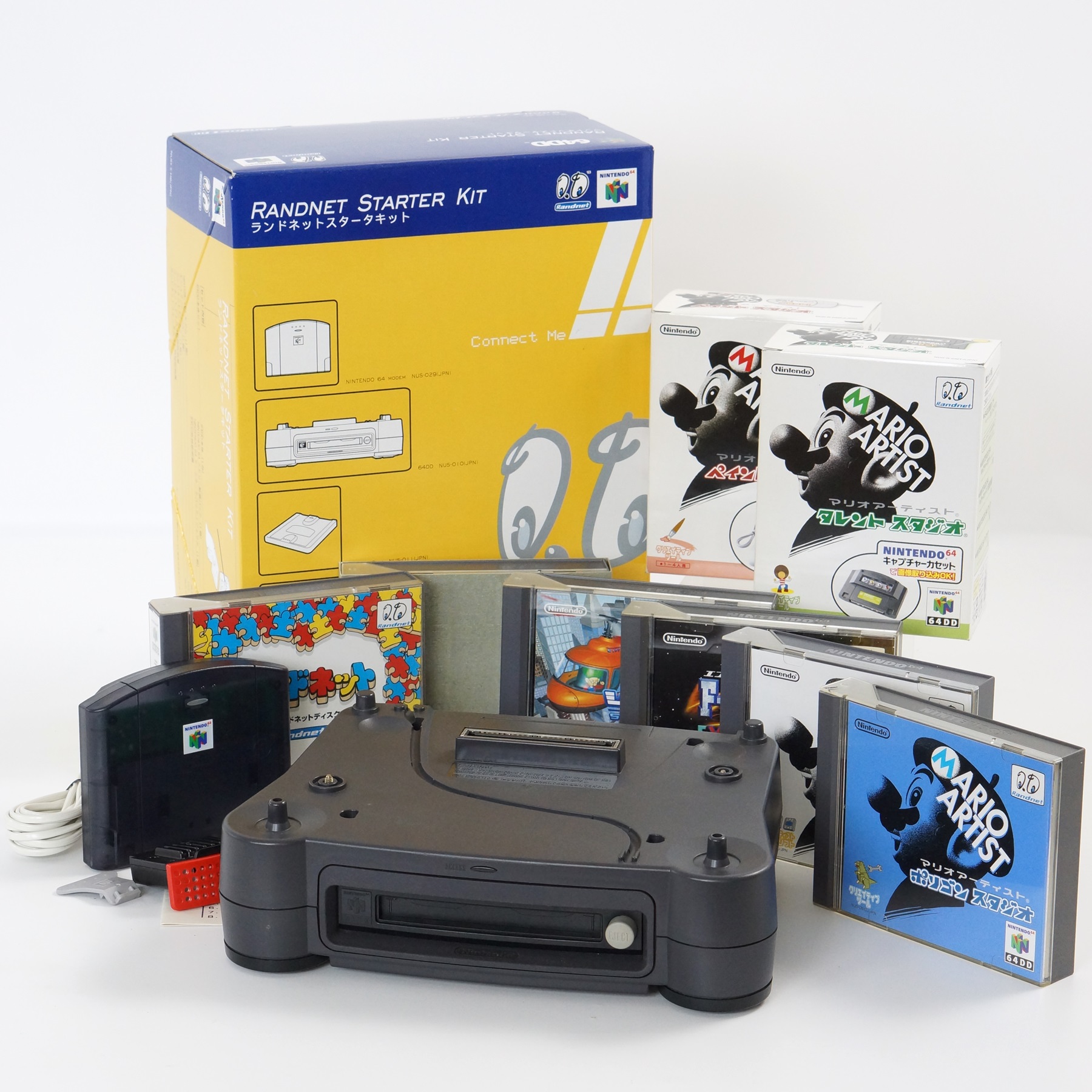 64 DD RANDNET STARTER SET Console 7Games Nintendo Tested System 