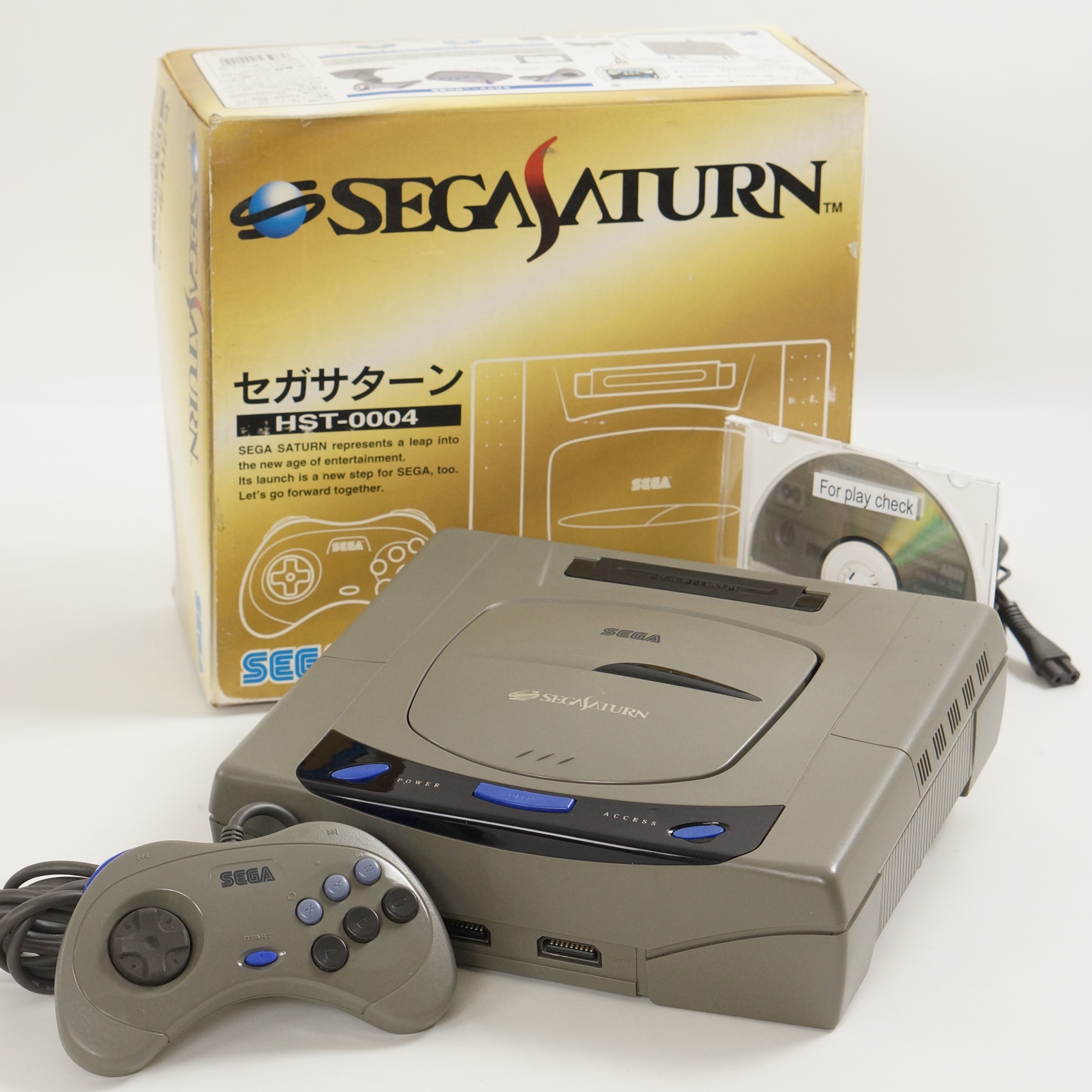 Sega Saturn GREY Console Boxed HST-3210 Tested System JAPAN -NTSC