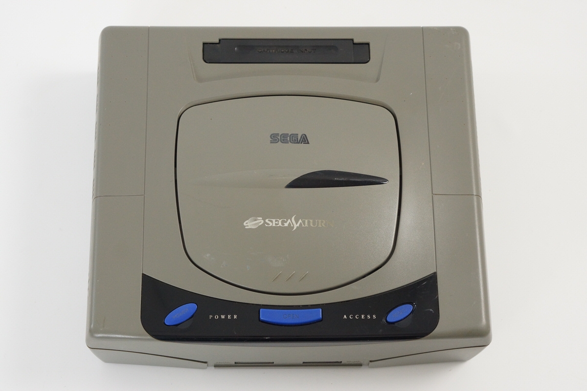 Sega Saturn Grey Console HST-3200 Tested System 4 Games NTSC